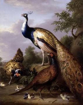 鳥 Painting - トビアス・ストラノーバー 風景の中の孔雀雌鶏と雄鶏キジ
